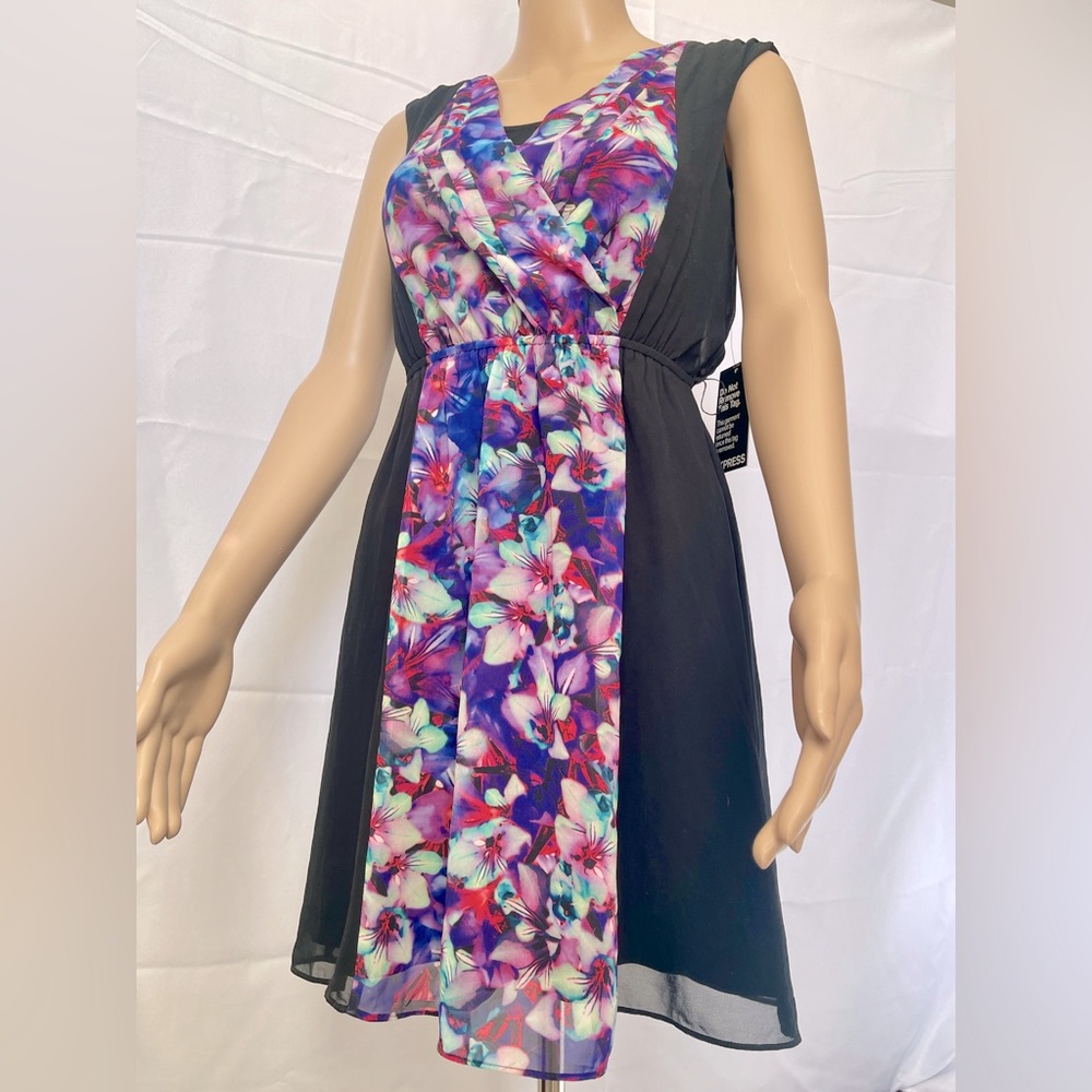 Jersey and silk crossover floral dress